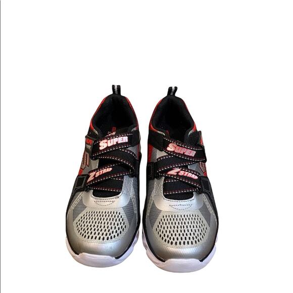 Skechers S-Lights Z Strap Roy’s shoes size 2.5 red Gray New No Tags - Picture 1 of 9